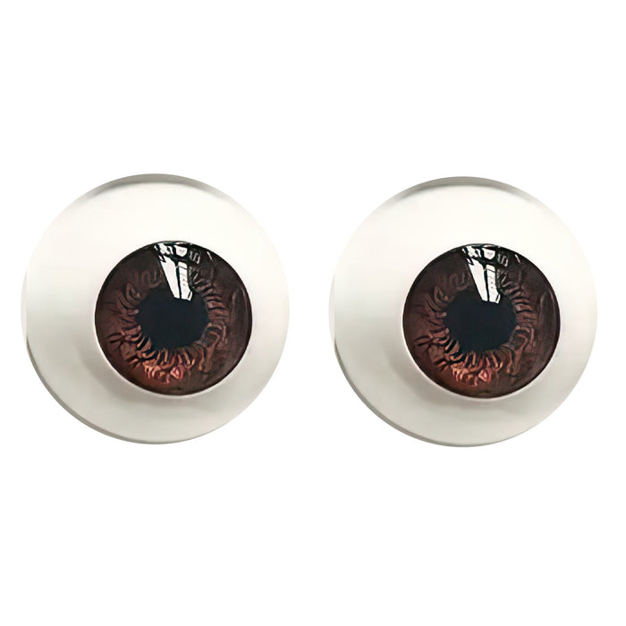 Pair Half Round Brown Acrylic Eyes 28mm