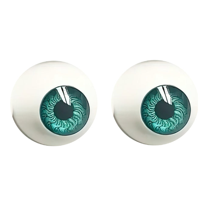 Pair Half Round Green Acrylic Eyes 28mm